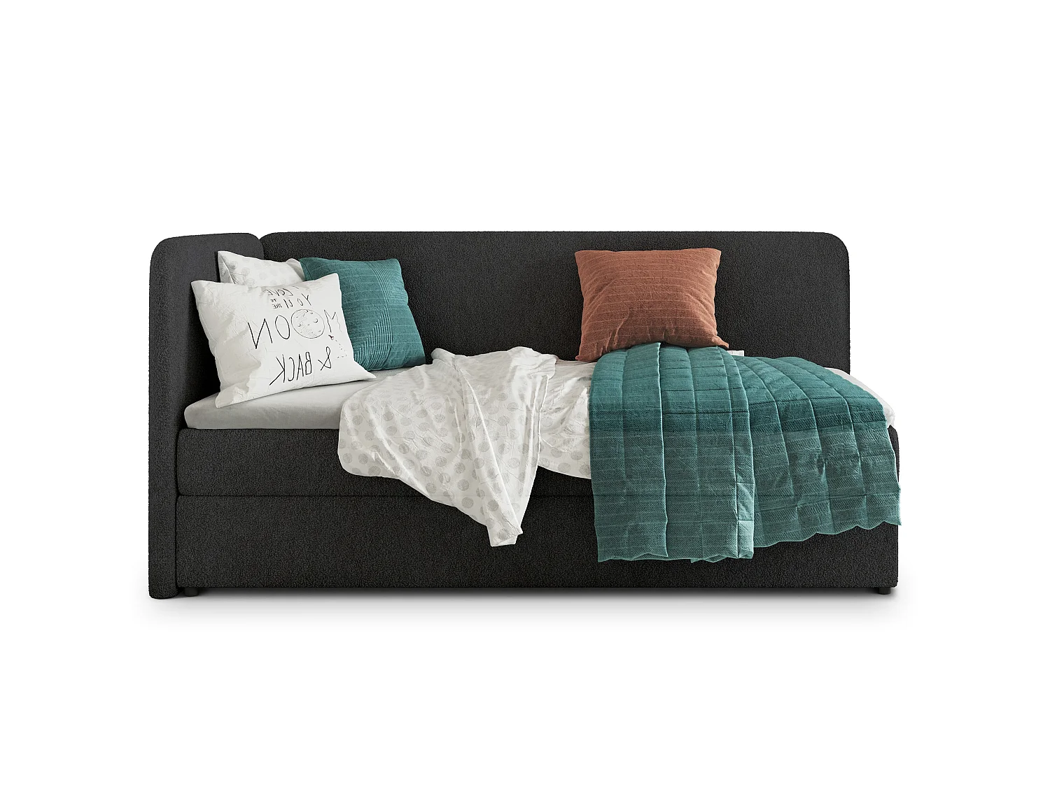 Boxspringbed GINA 90x200 cm Set met hoofdbord, bedbodem en matras, Zwart