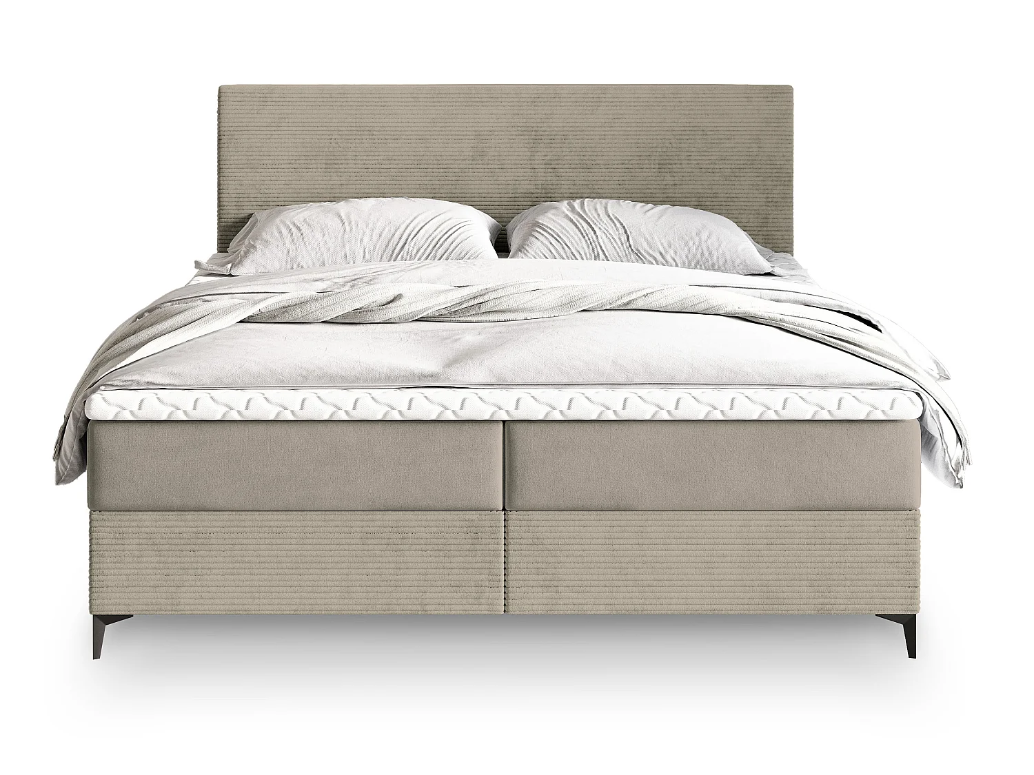 Boxspringbett TORREL 200x200 cm Set mit Kopfteil, Bettgestell und Matratze, Beige