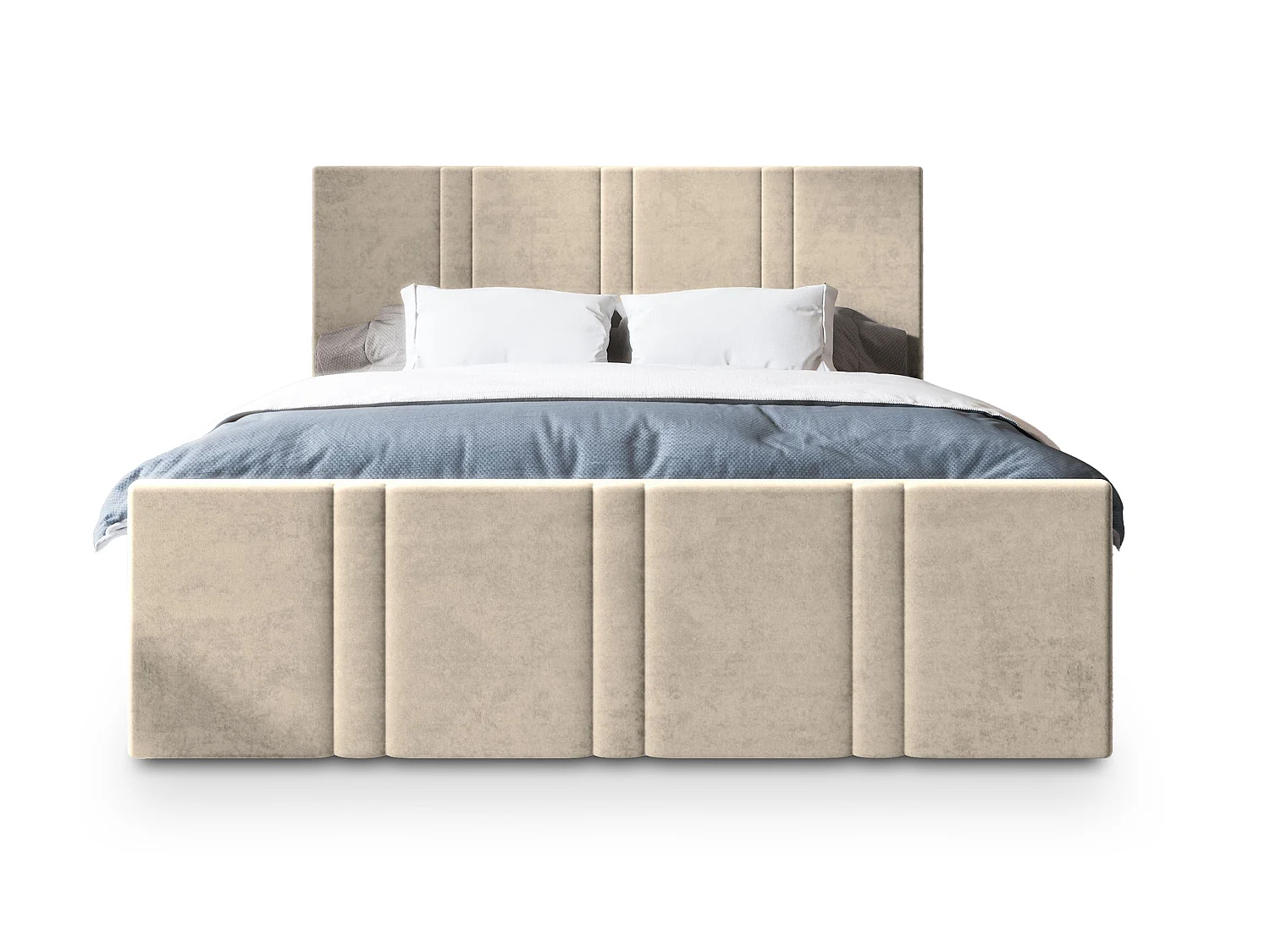 Boxspringbett COMOZA 200x200 cm Set mit Kopfteil, Bettgestell und Matratze, Beige