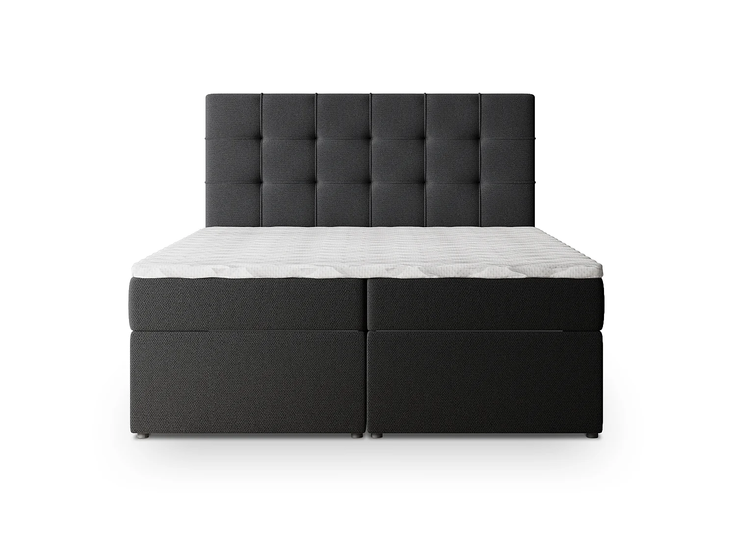 Boxspringbed PALMA 200x200 cm Set met hoofdbord, bedbodem en matras, Zwart