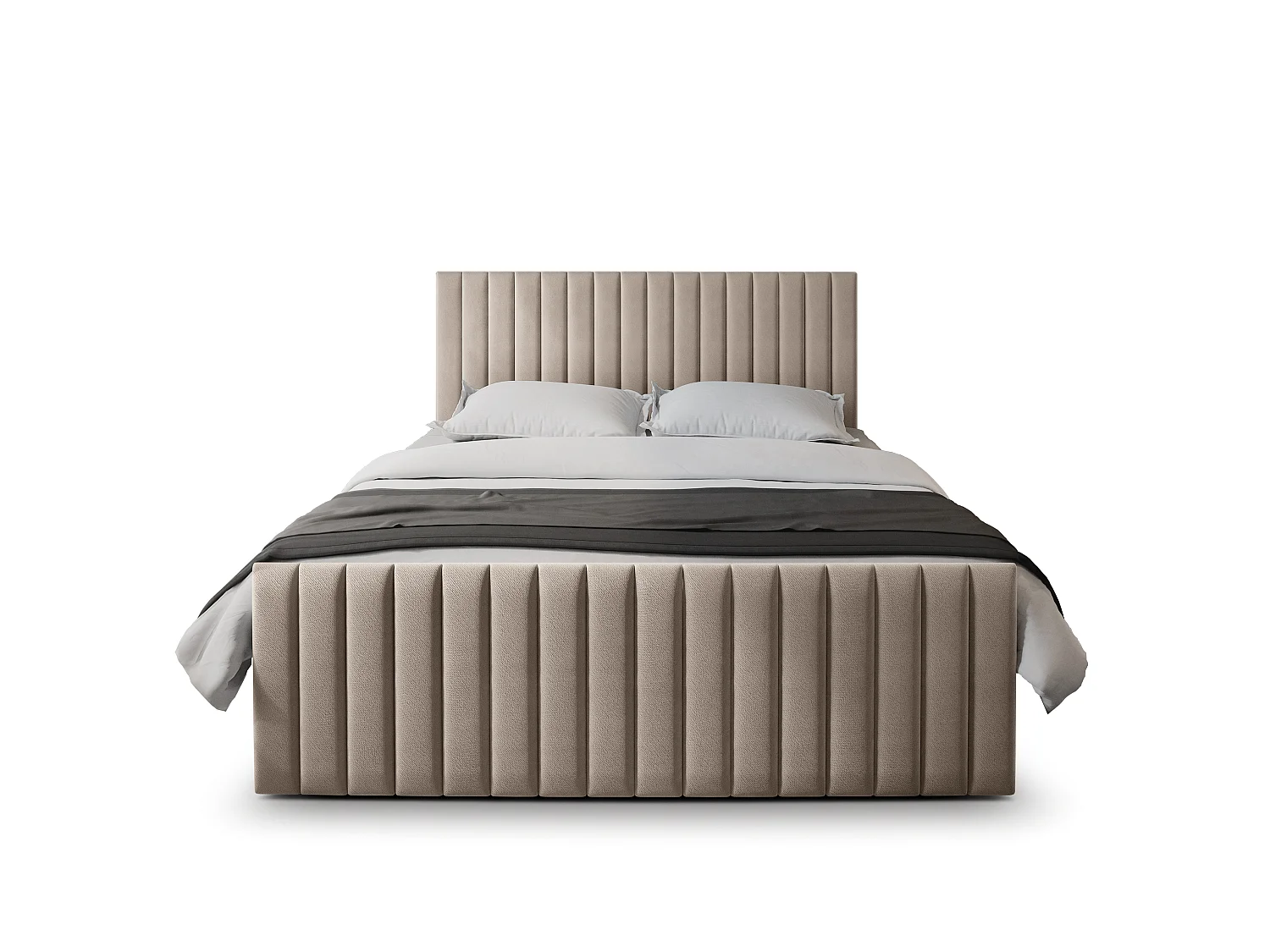 Lit boxspring ARION 200x200 cm avec tête de lit, sommier et matelas, Beige