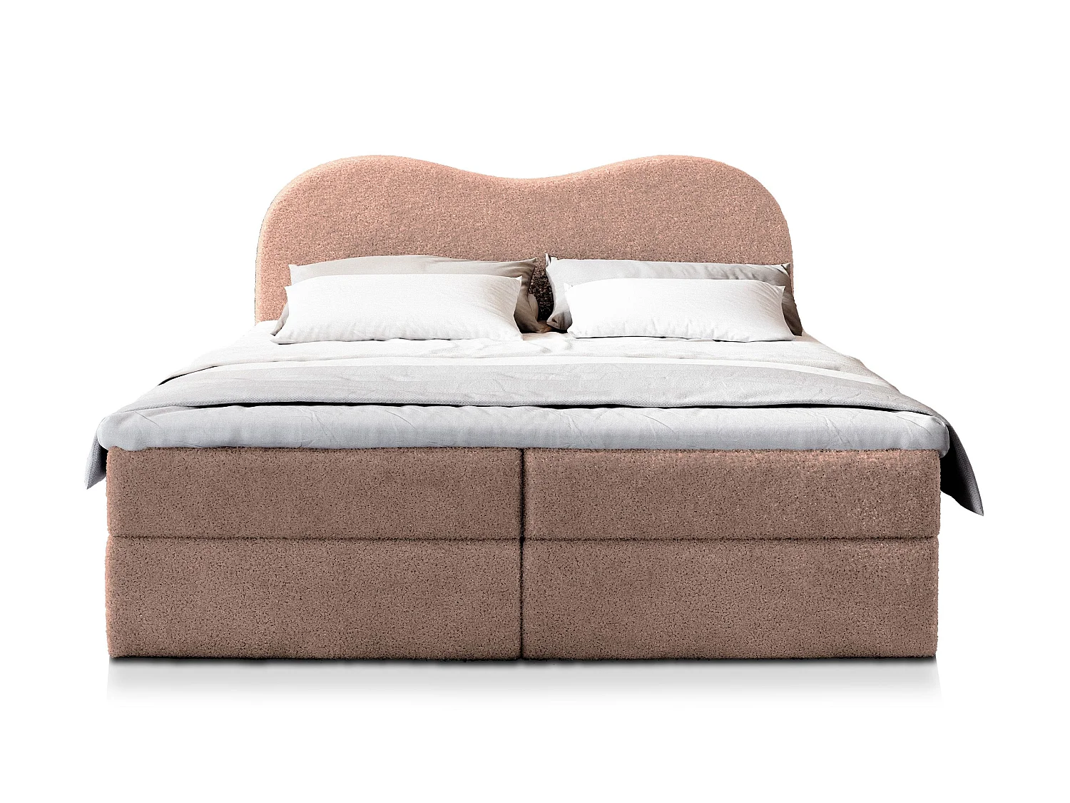 Lit boxspring FLUVIA 200x200 cm avec tête de lit, sommier et matelas, Rose poudré