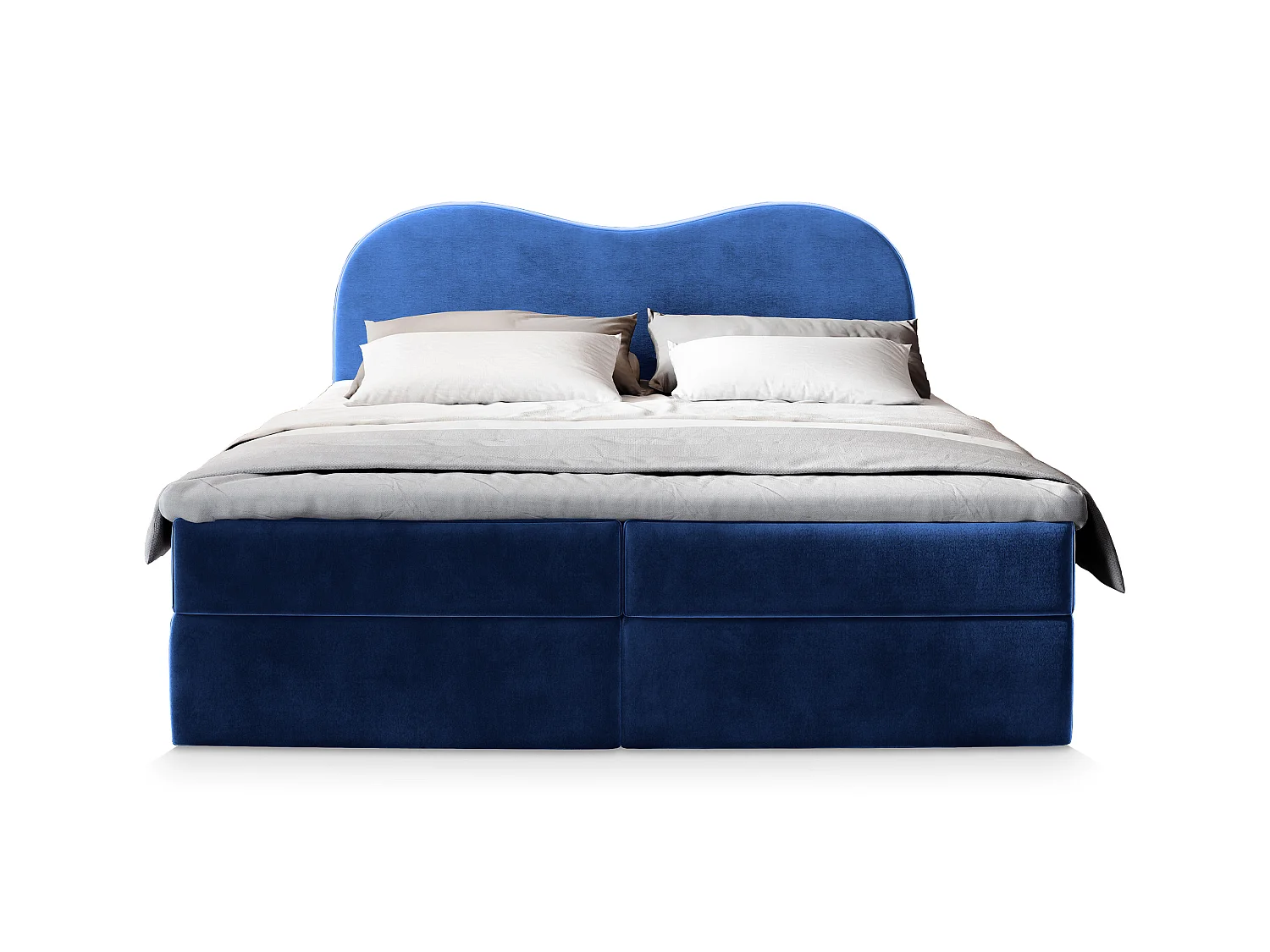 Boxspringbed FLUVIA 200x200 cm Set met hoofdbord, bedbodem en matras, Blauw