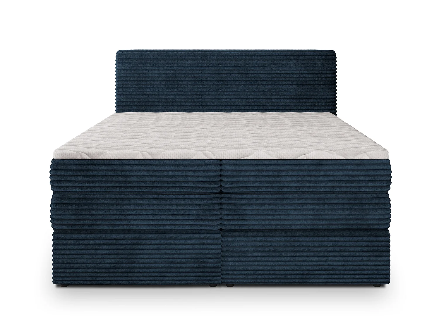 Boxspringbed LUNERA 200x200 cm Set met hoofdbord, bedbodem en Bonellmatras + pocketveringmatras, Blauw