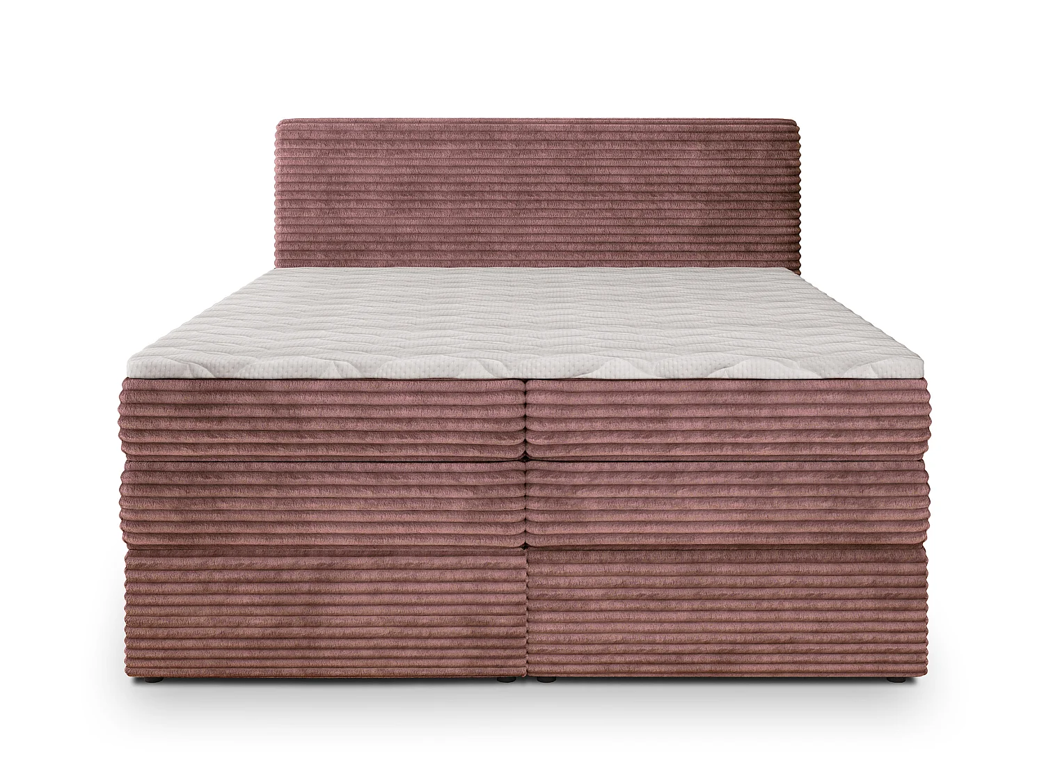 Lit boxspring LUNERA 200x200 cm avec tête de lit, sommier, matelas à ressorts Bonnell et matelas à ressorts ensachés, Rose poudré