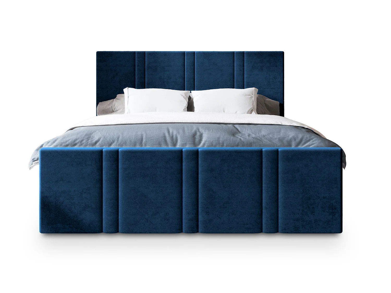 Boxspringbed COMOZA 200x200 cm Set met hoofdbord, bedbodem en matras, Blauw