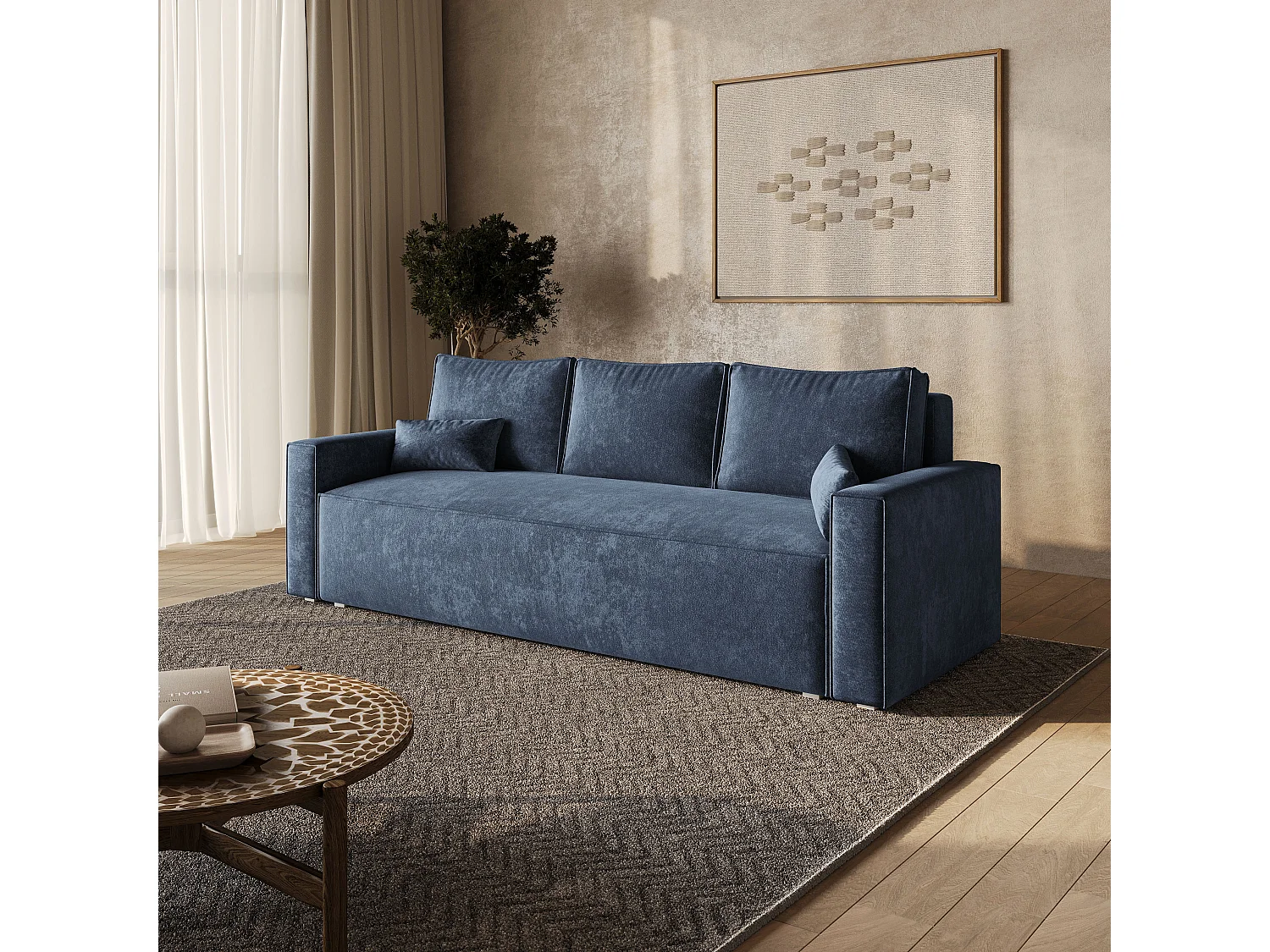 Slaapbank MENI Chenillestof Blauw