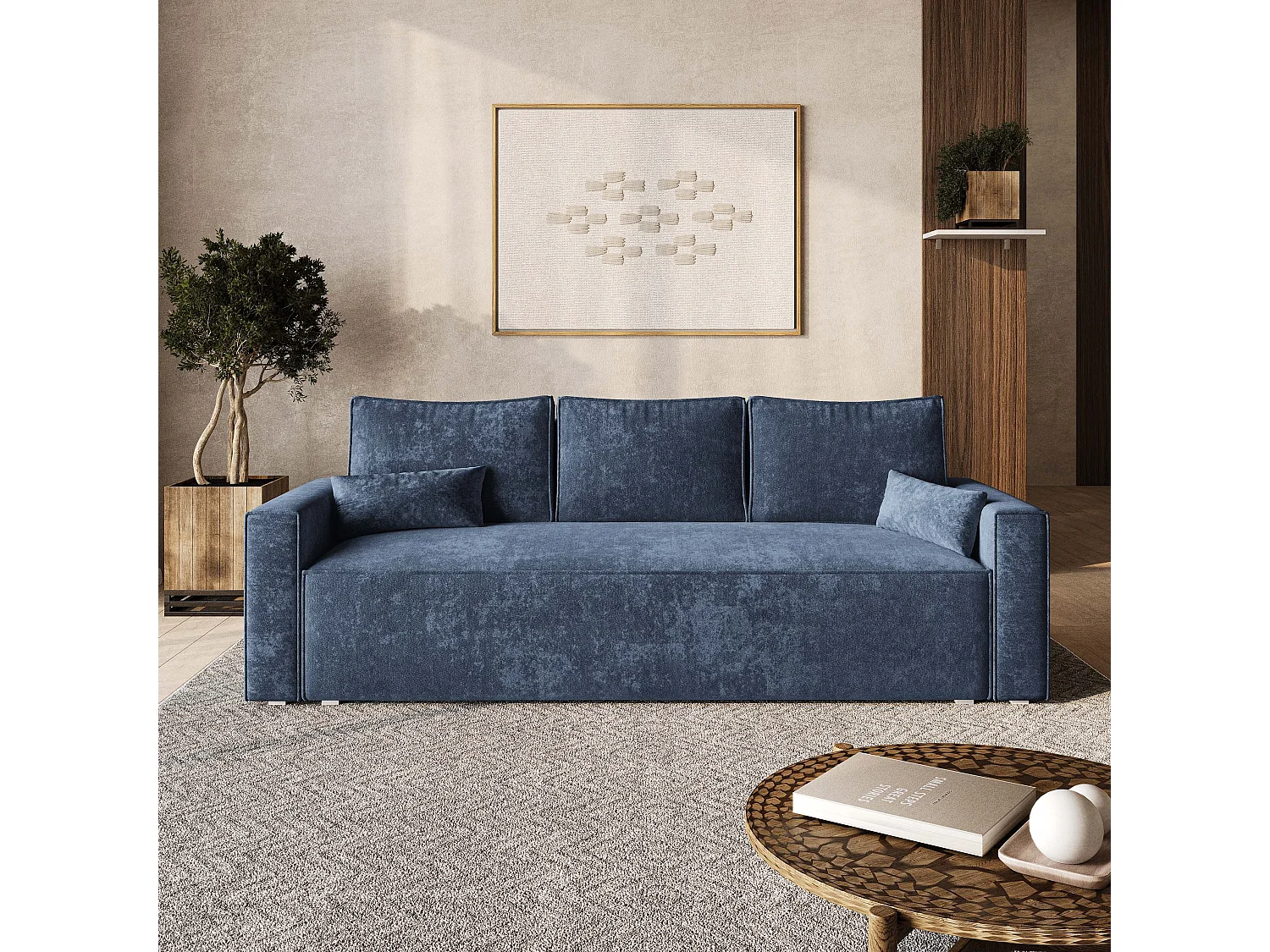 Slaapbank MENI Chenillestof Blauw