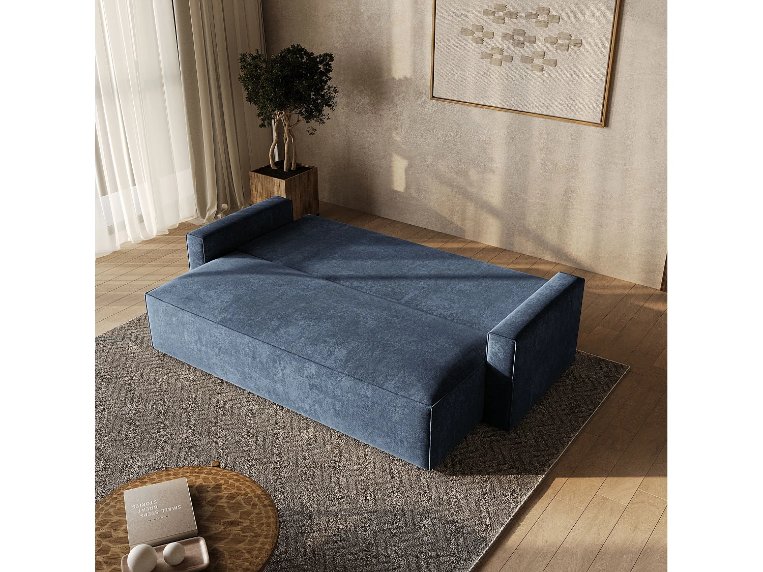 Slaapbank MENI Chenillestof Blauw