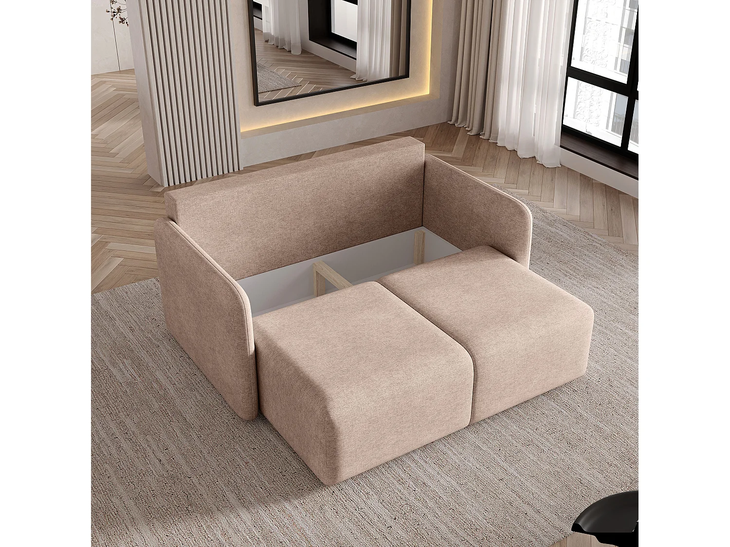 Slaapbank SUVI II Geweven stof Beige