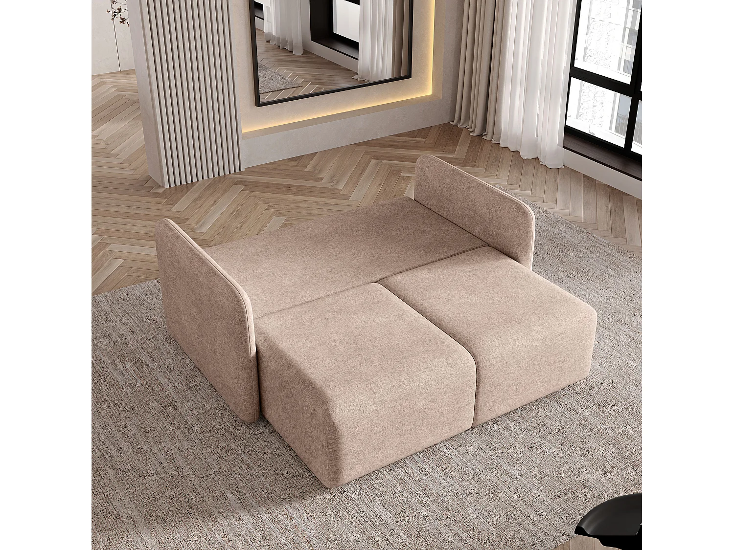 Slaapbank SUVI II Geweven stof Beige
