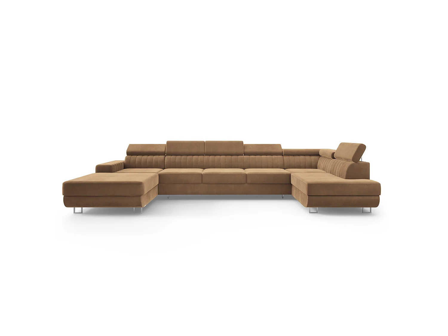 Hoekbank GAIAN, met slaapfunctie, Fluwelen stof Beige