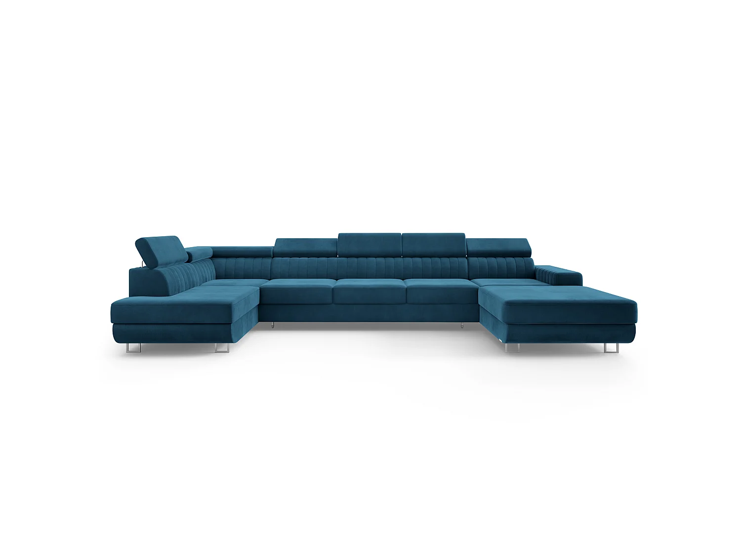 Canapé d'angle GAIAN,  avec fonction de couchage, velours Bleu