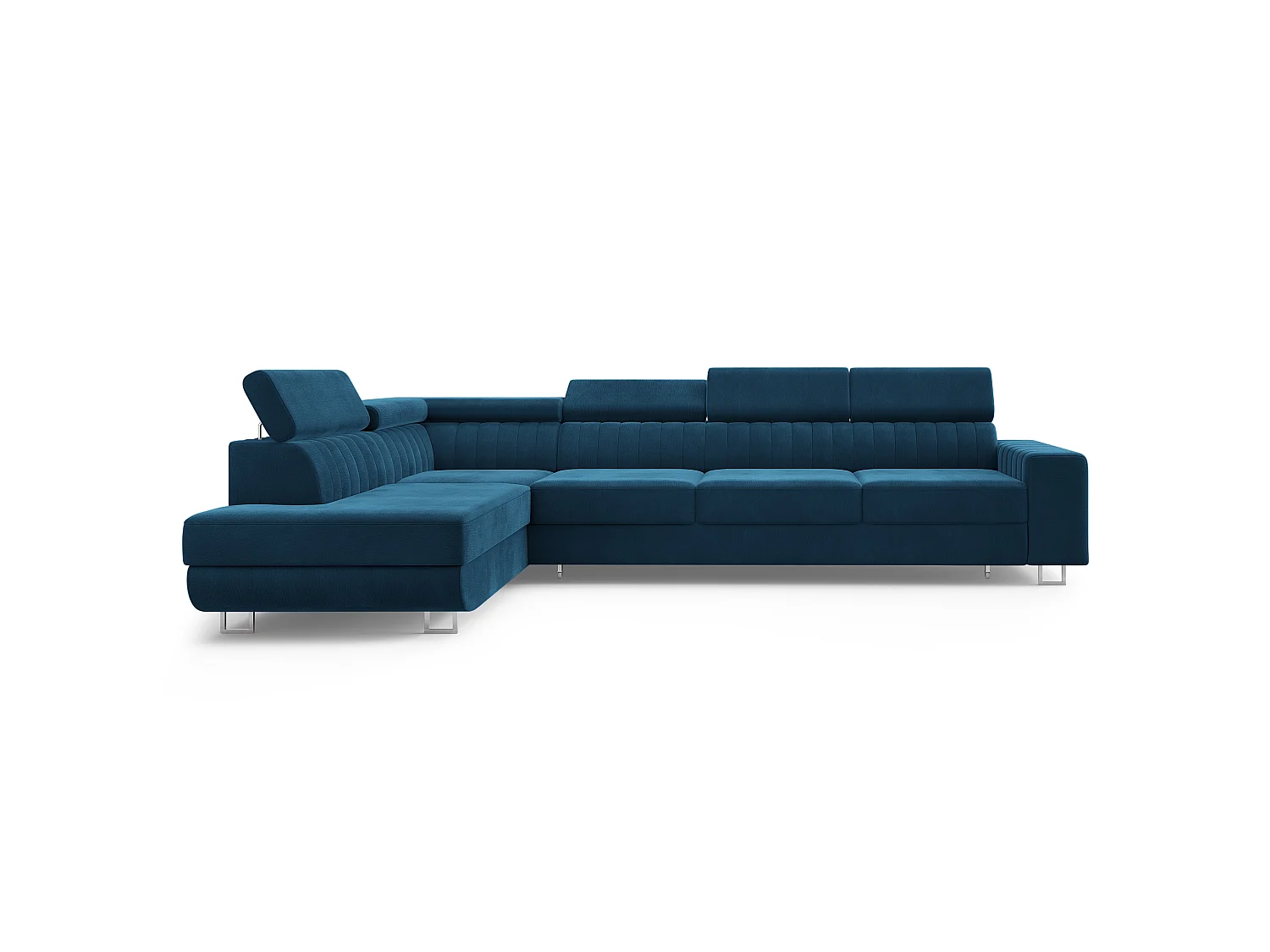 Hoekbank HESTION, met slaapfunctie, Fluwelen stof Blauw