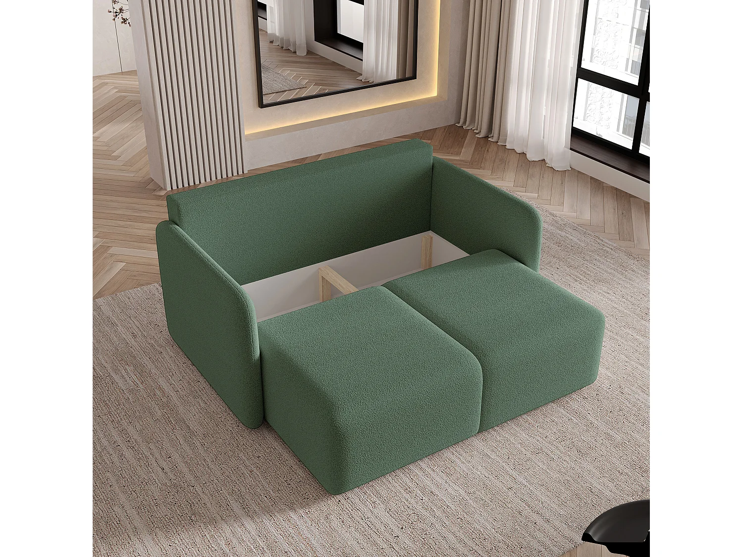 Slaapbank SUVI II Bouclé stof Groen