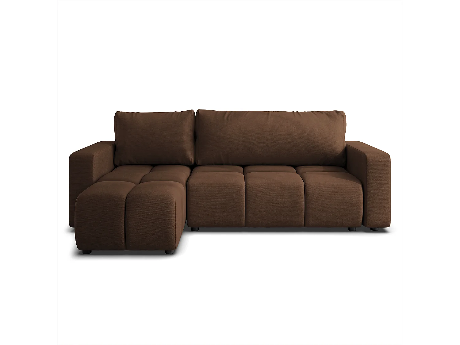 Canapé d'angle RAMIL,  avec fonction de couchage, peluche Marron