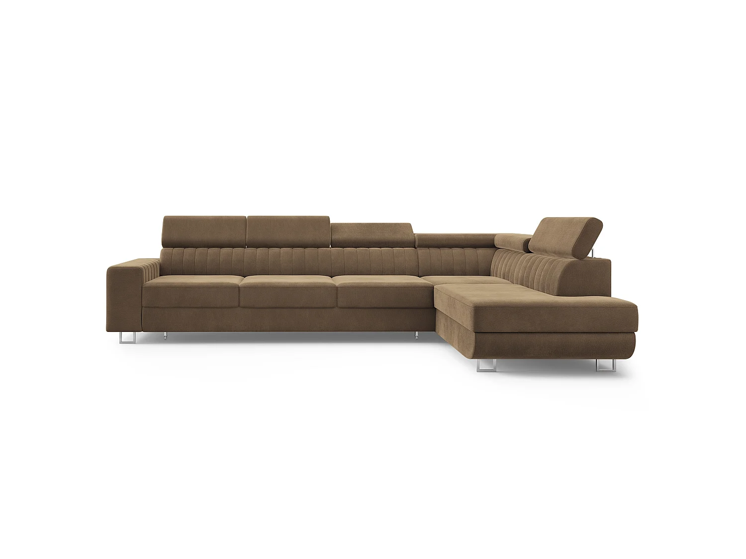 Hoekbank HESTION, met slaapfunctie, Fluwelen stof Beige