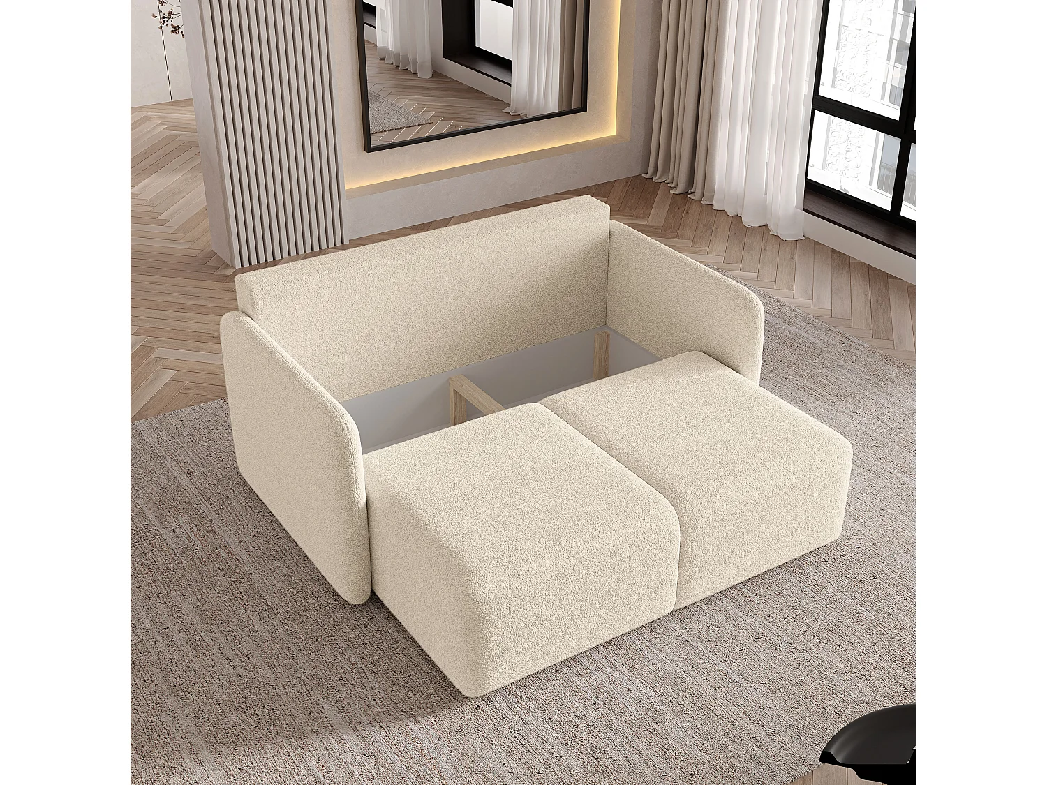 Slaapbank SUVI II Bouclé stof Crème