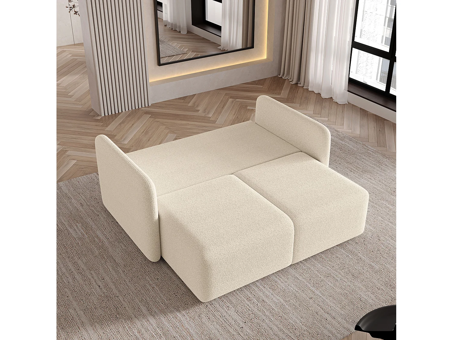 Slaapbank SUVI II Bouclé stof Crème