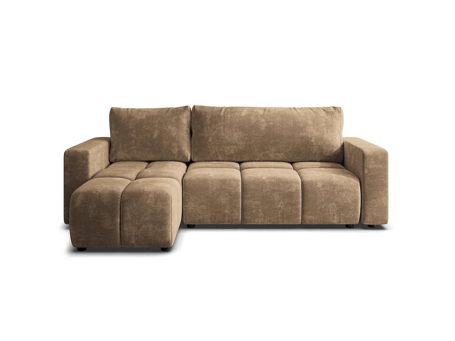 Hoekbank RAMIL, met slaapfunctie, Chenillestof Beige