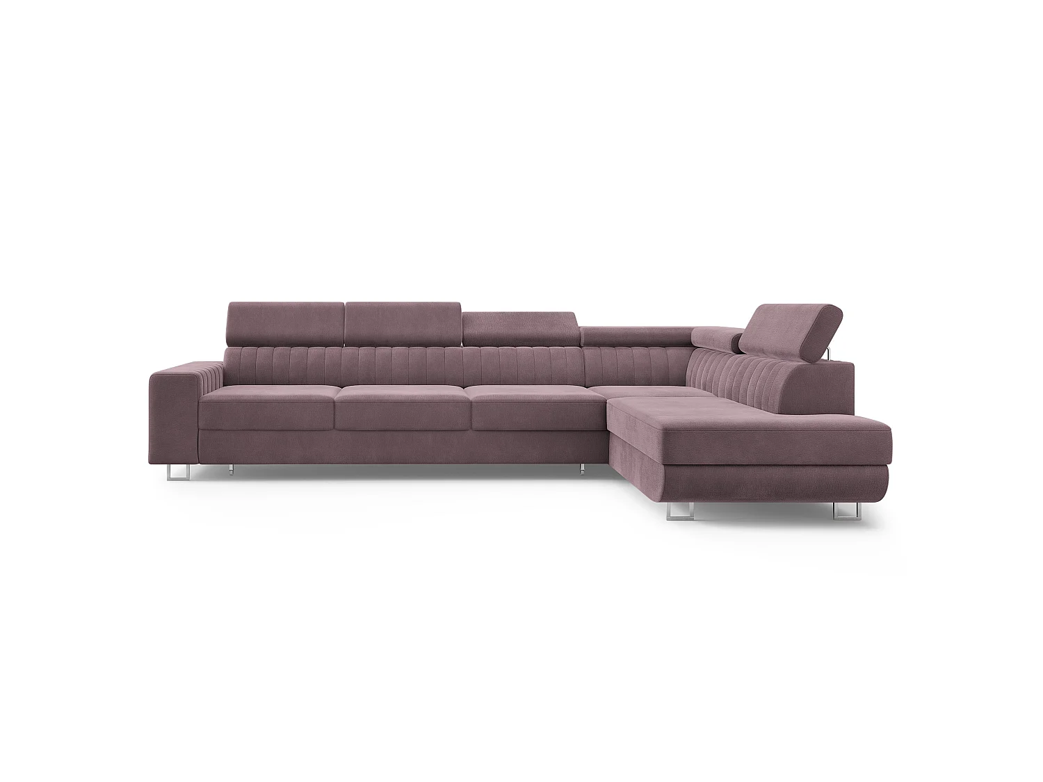 Canapé d'angle HESTION,  avec fonction de couchage, velours Violet