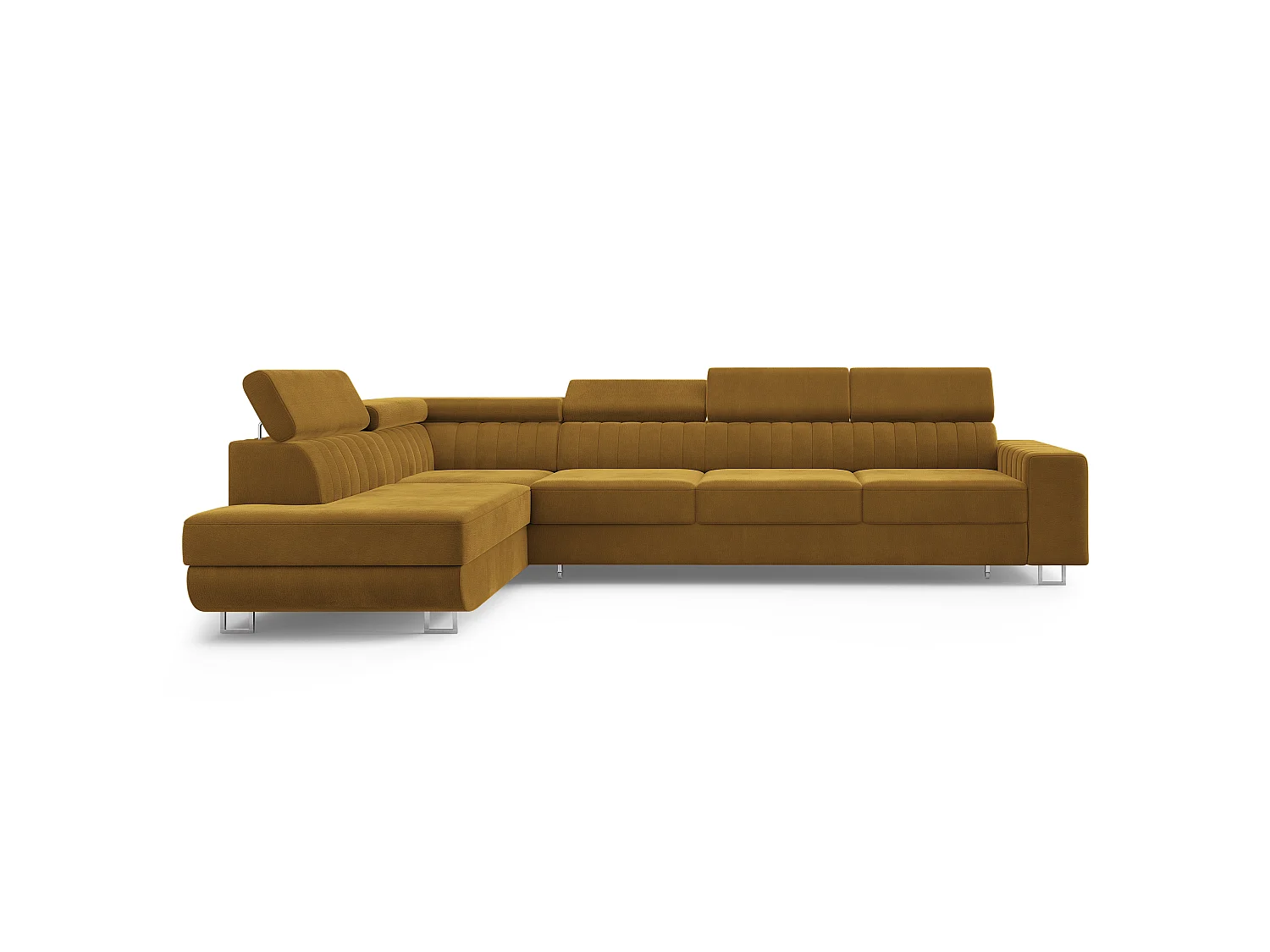 Canapé d'angle HESTION,  avec fonction de couchage, velours Jaune