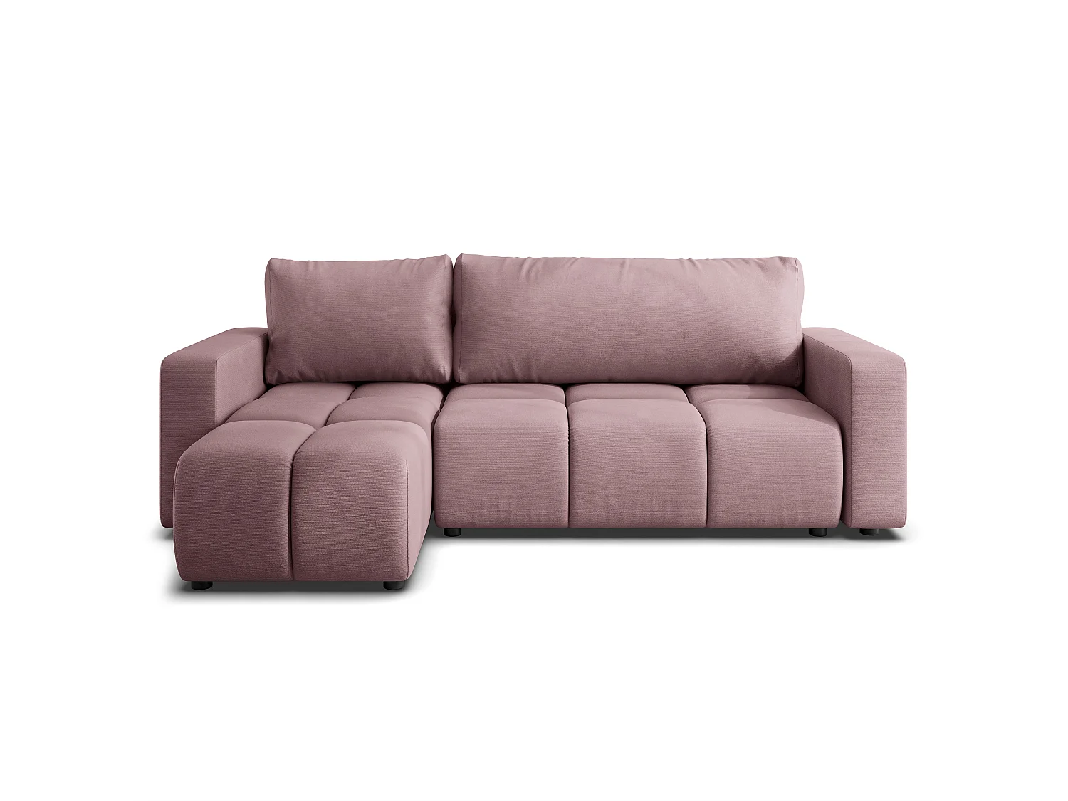 Canapé d'angle RAMIL,  avec fonction de couchage, peluche Rose