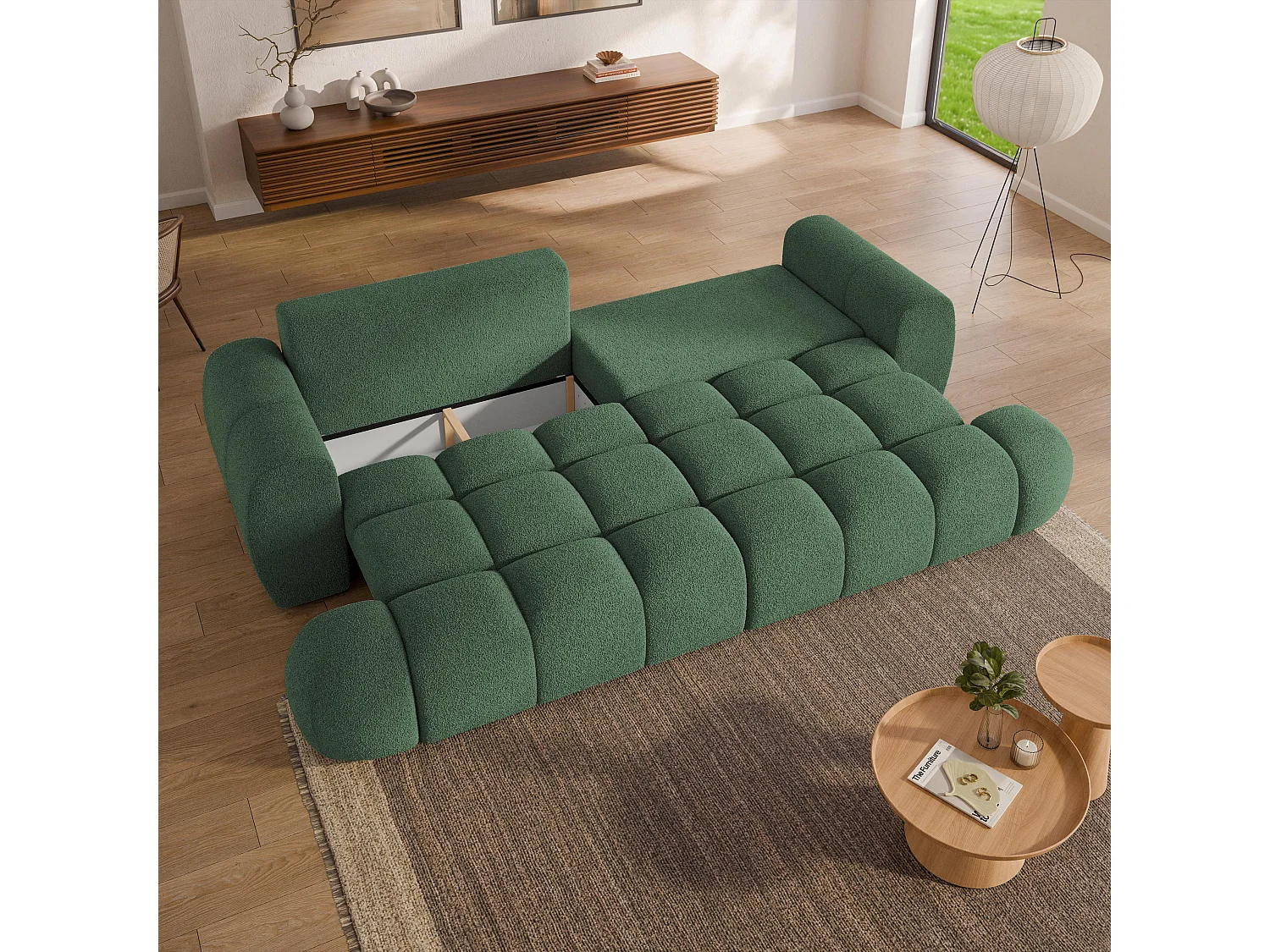 Slaapbank DAFNE Bouclé stof Groen