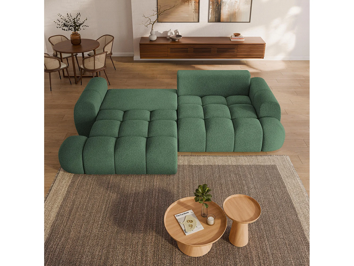 Slaapbank DAFNE Bouclé stof Groen