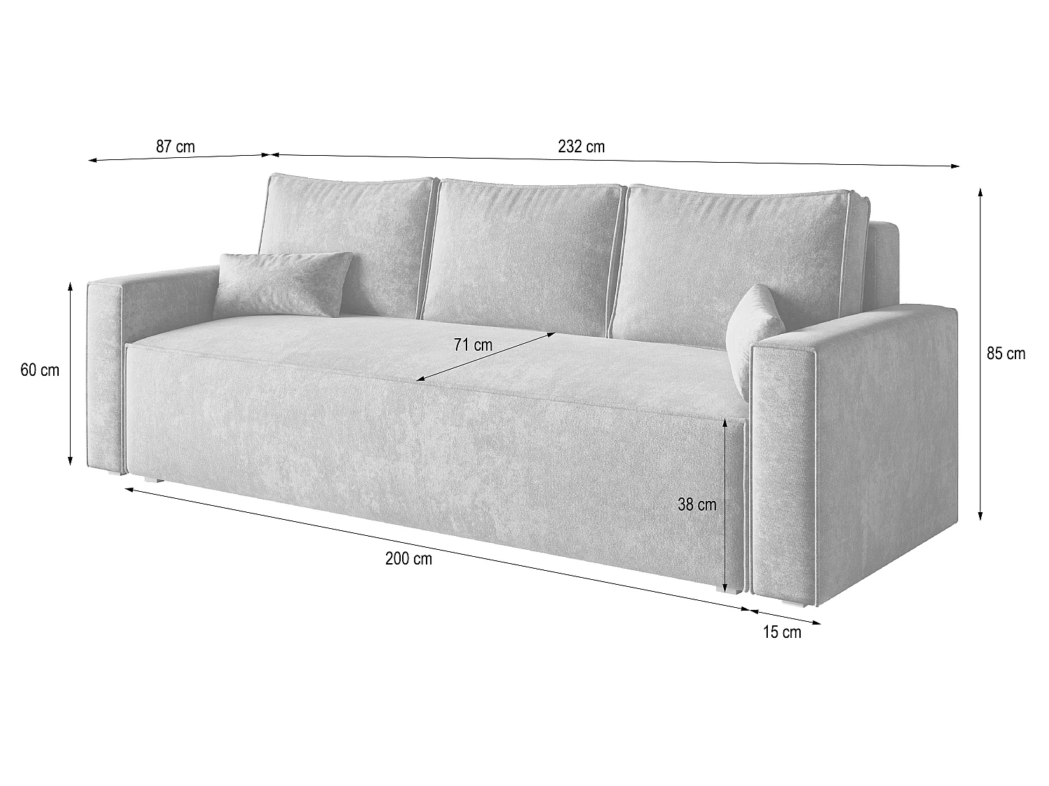 Slaapbank MENI Chenillestof Beige