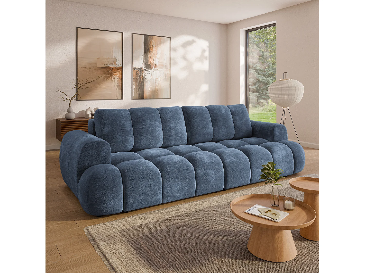 Canapé-lit DAFNE, Tissu chenille, Blau