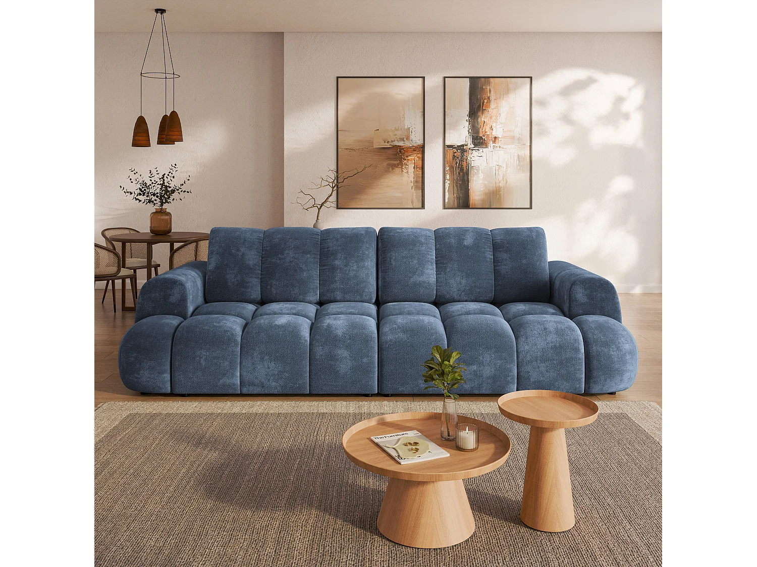 Canapé-lit DAFNE, Tissu chenille, Blau