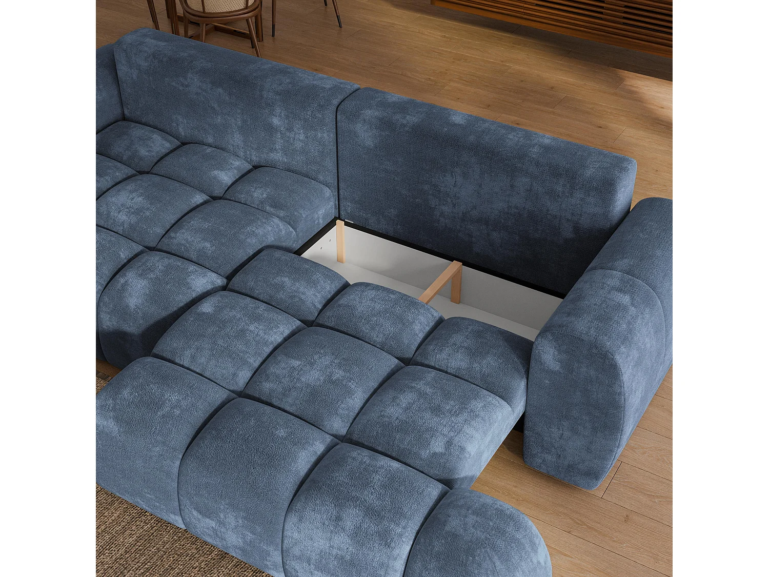 Canapé-lit DAFNE, Tissu chenille, Blau