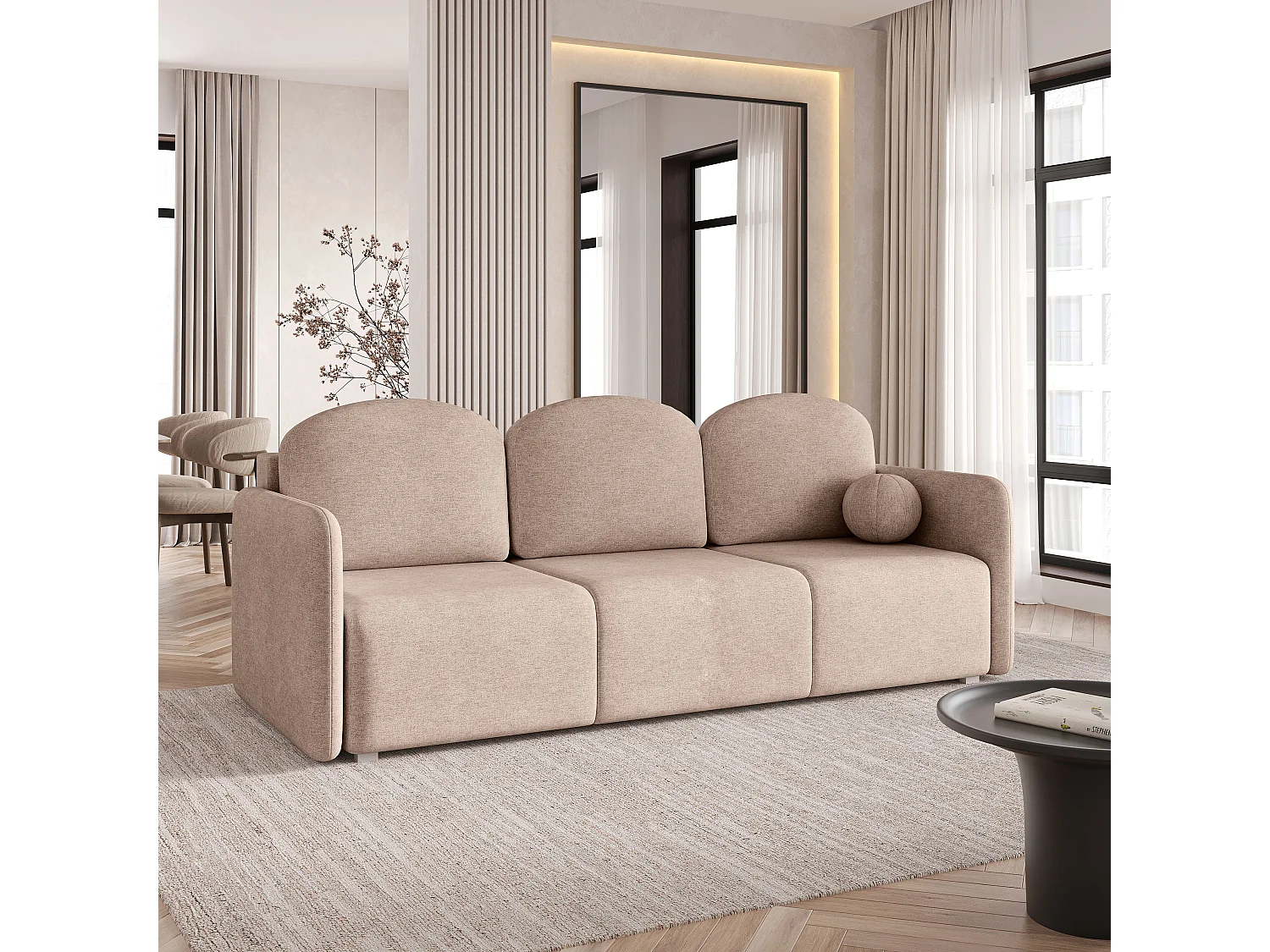 Slaapbank SUVI III Geweven stof Beige
