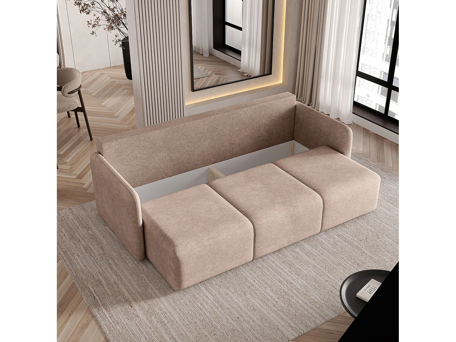 Slaapbank SUVI III Geweven stof Beige