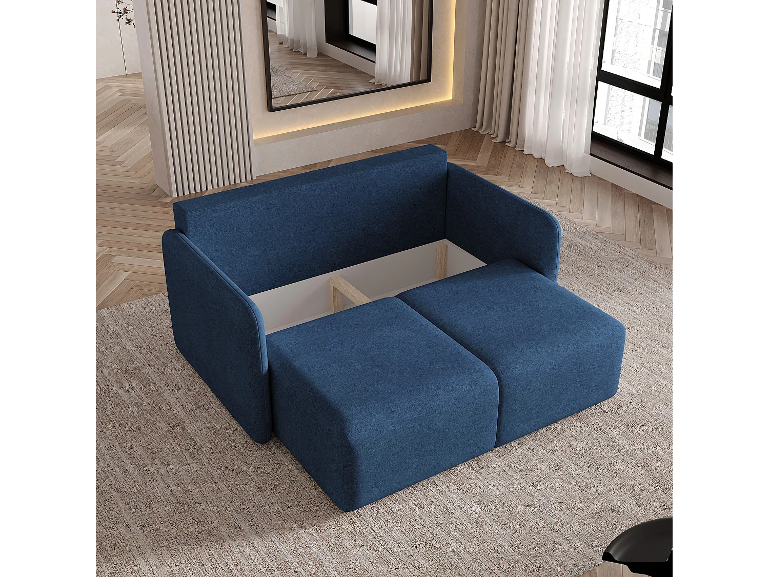 Slaapbank SUVI II Geweven stof Blauw