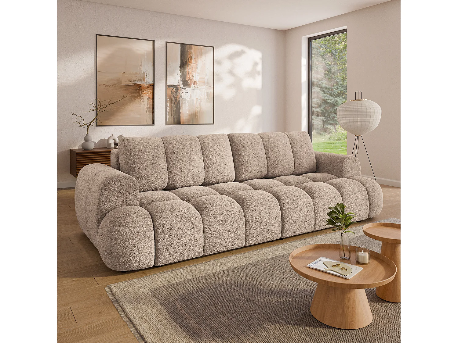 Slaapbank DAFNE Bouclé stof Beige