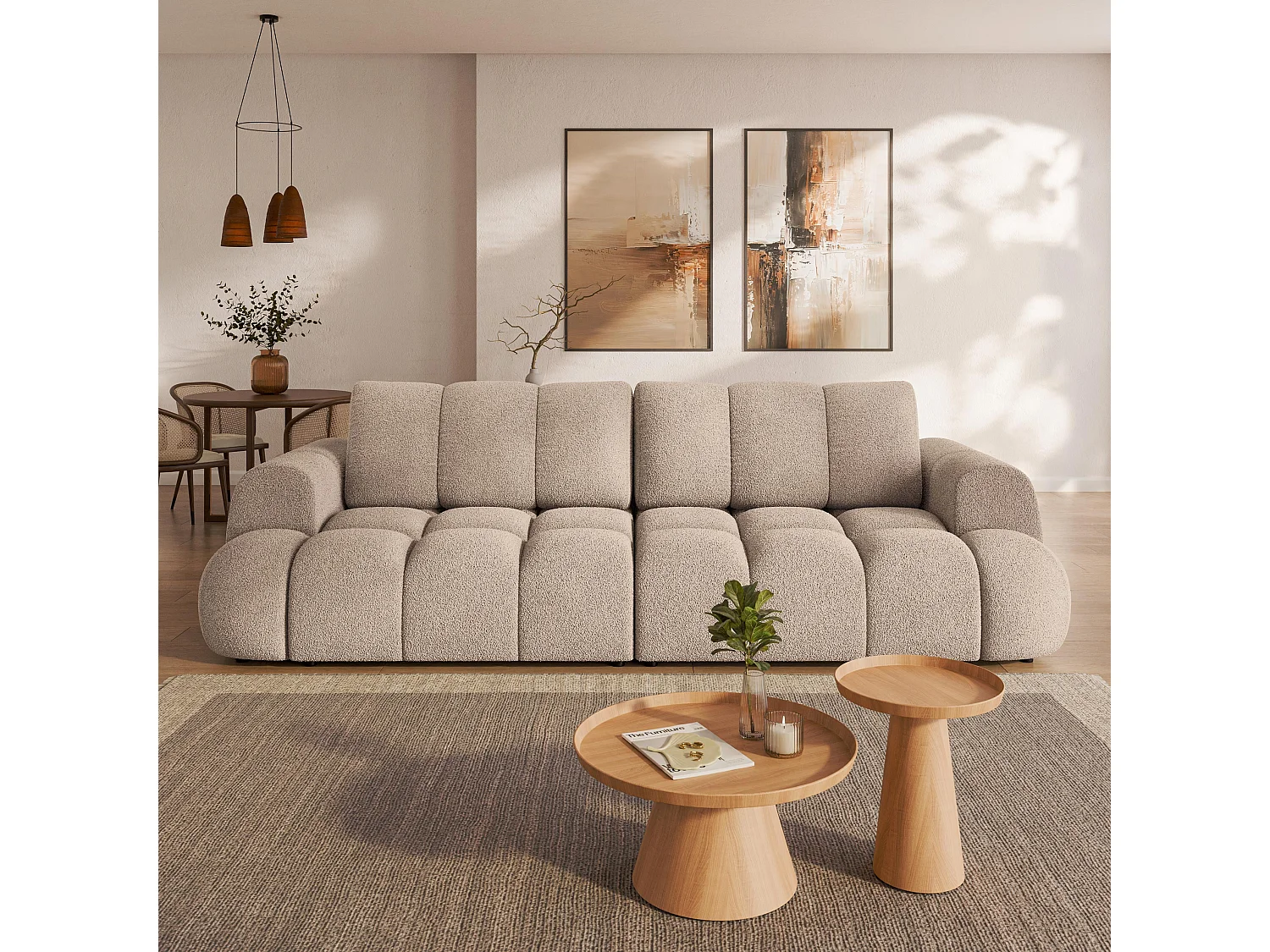 Slaapbank DAFNE Bouclé stof Beige