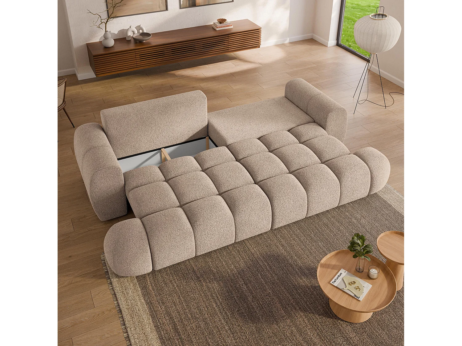 Slaapbank DAFNE Bouclé stof Beige