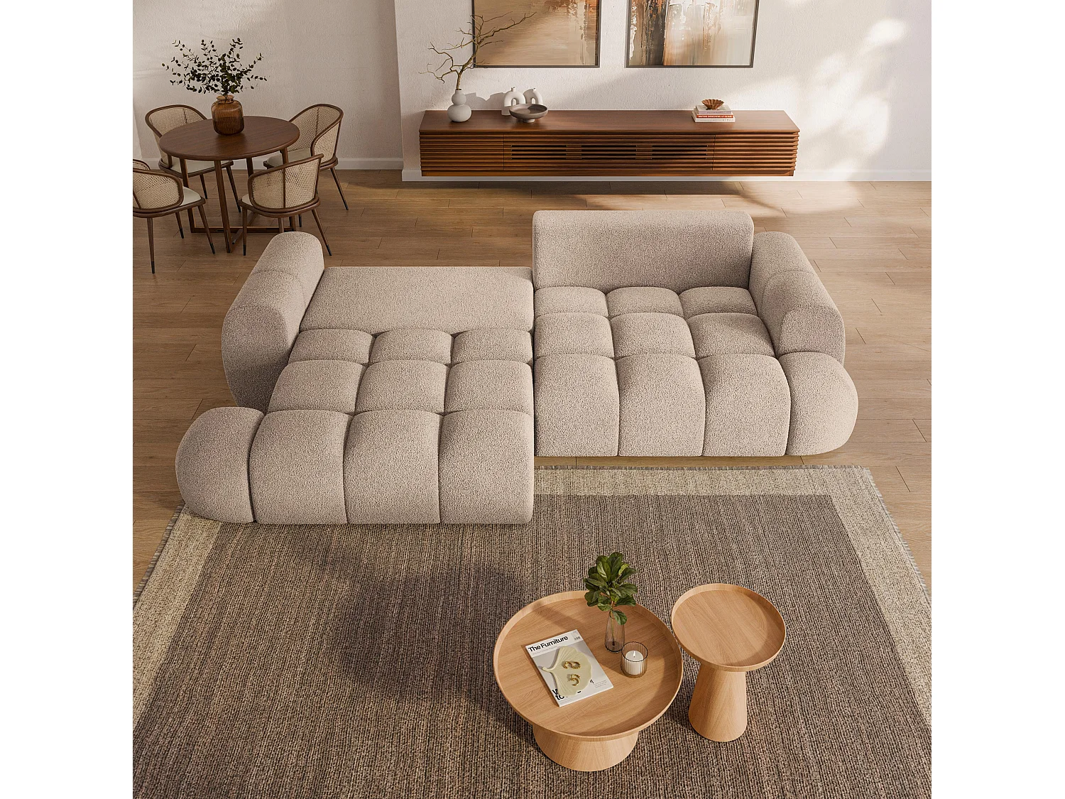 Slaapbank DAFNE Bouclé stof Beige