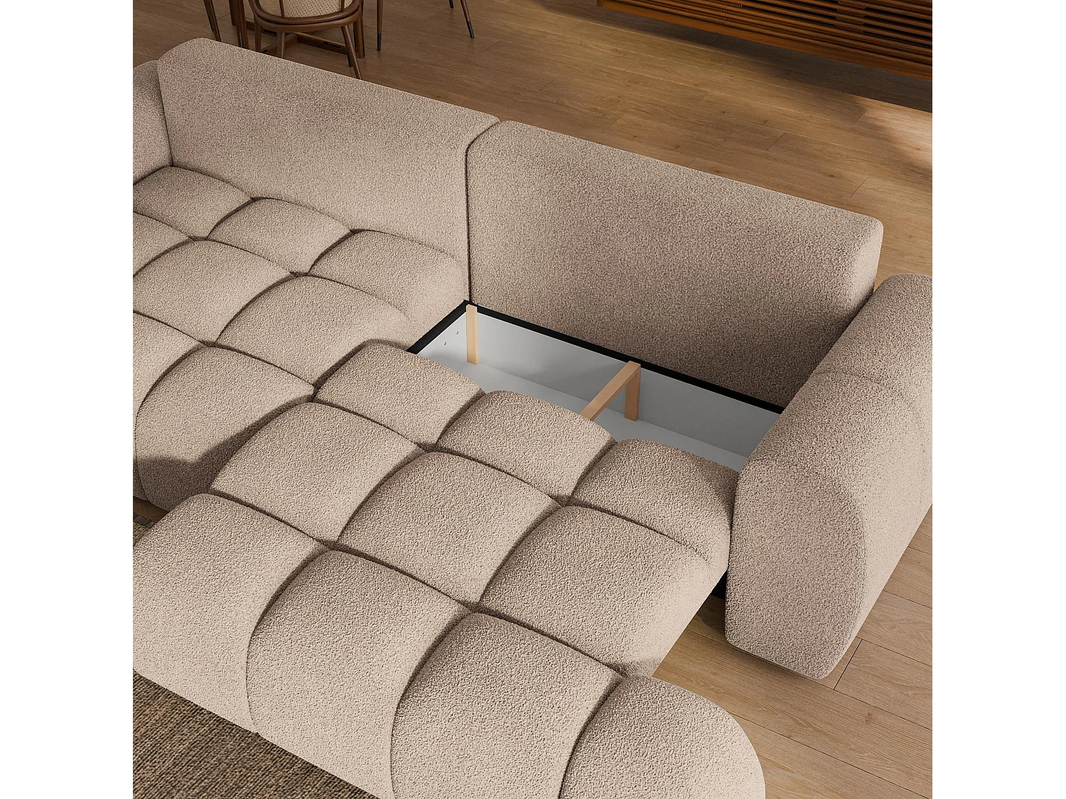 Slaapbank DAFNE Bouclé stof Beige