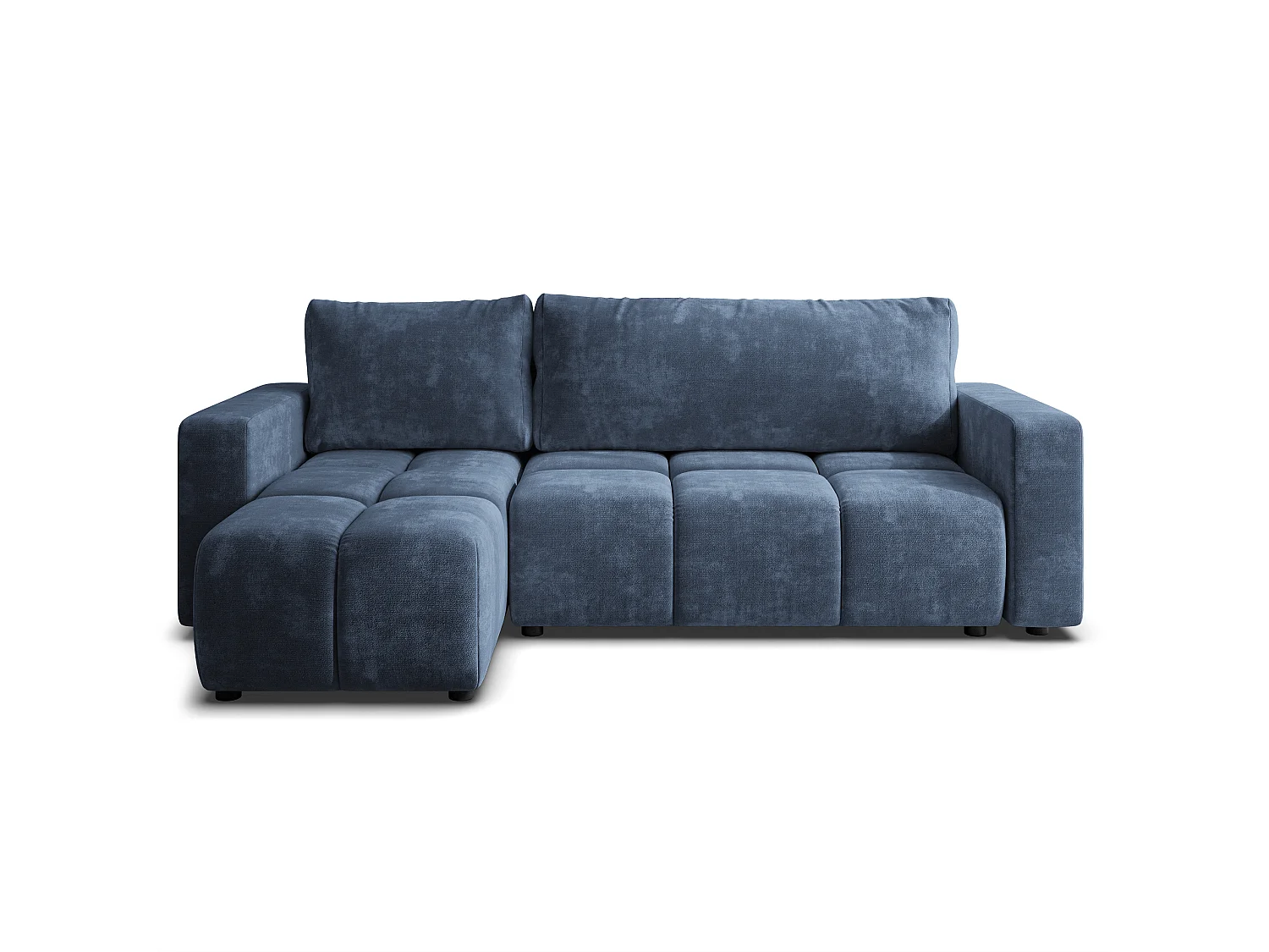 Hoekbank RAMIL, met slaapfunctie, Chenillestof Blauw