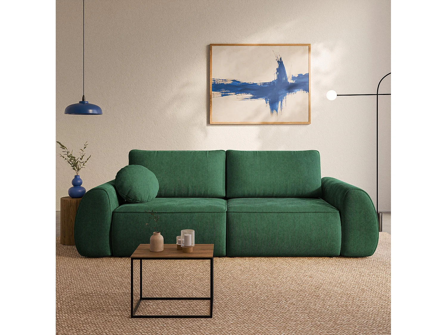 Slaapbank ZEFEO Corduroy stof Groen