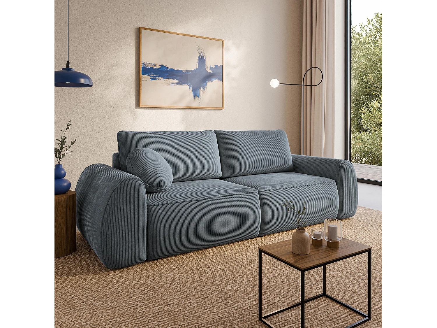 Slaapbank ZEFEO Corduroy stof Grijs