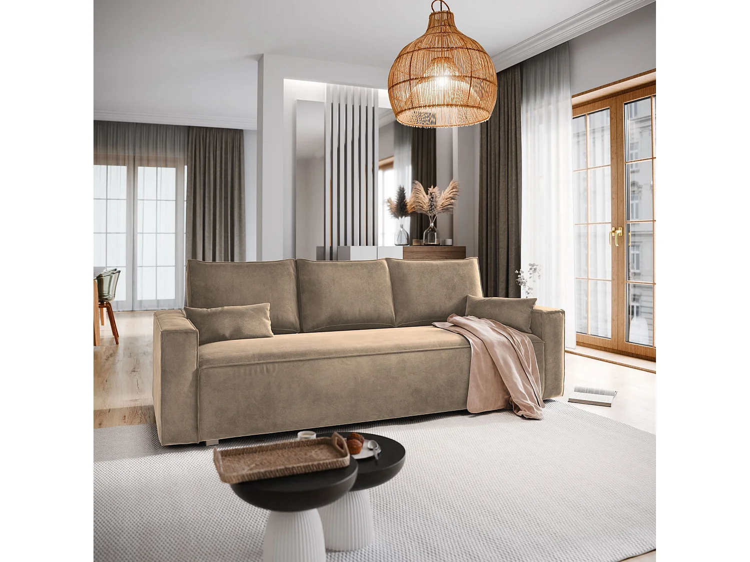 Slaapbank ALATRI Fluwelen stof Beige