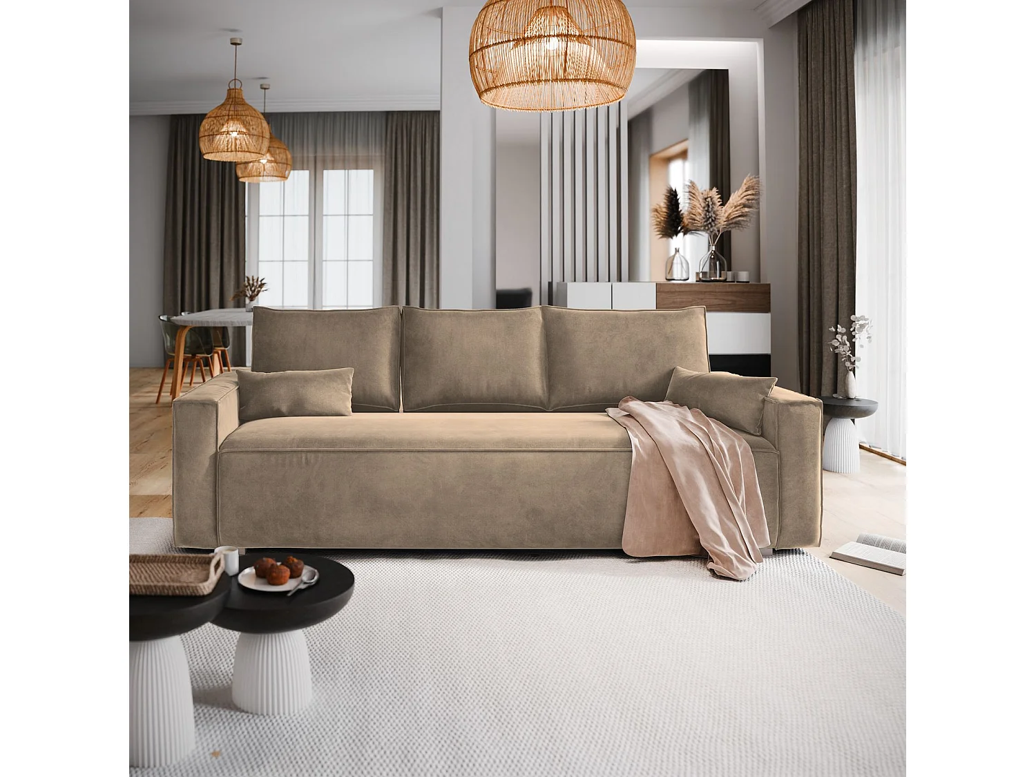 Slaapbank ALATRI Fluwelen stof Beige