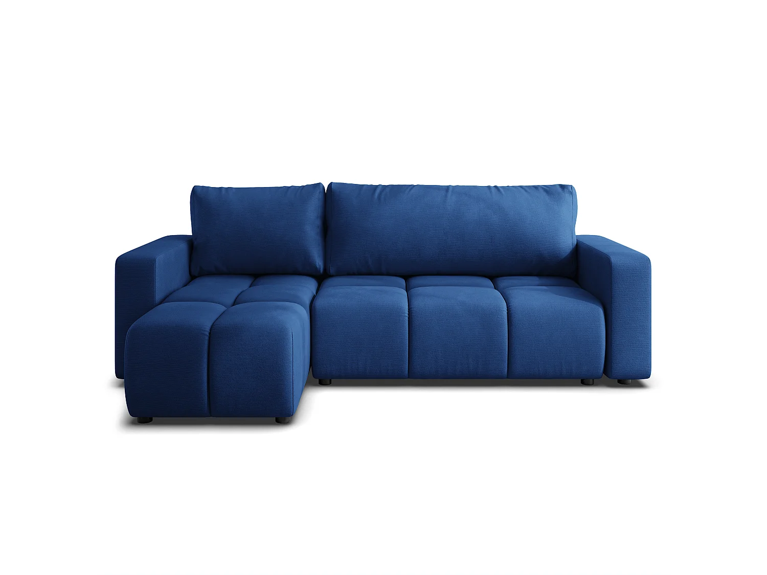 Hoekbank RAMIL, met slaapfunctie, Pluche stof Blauw
