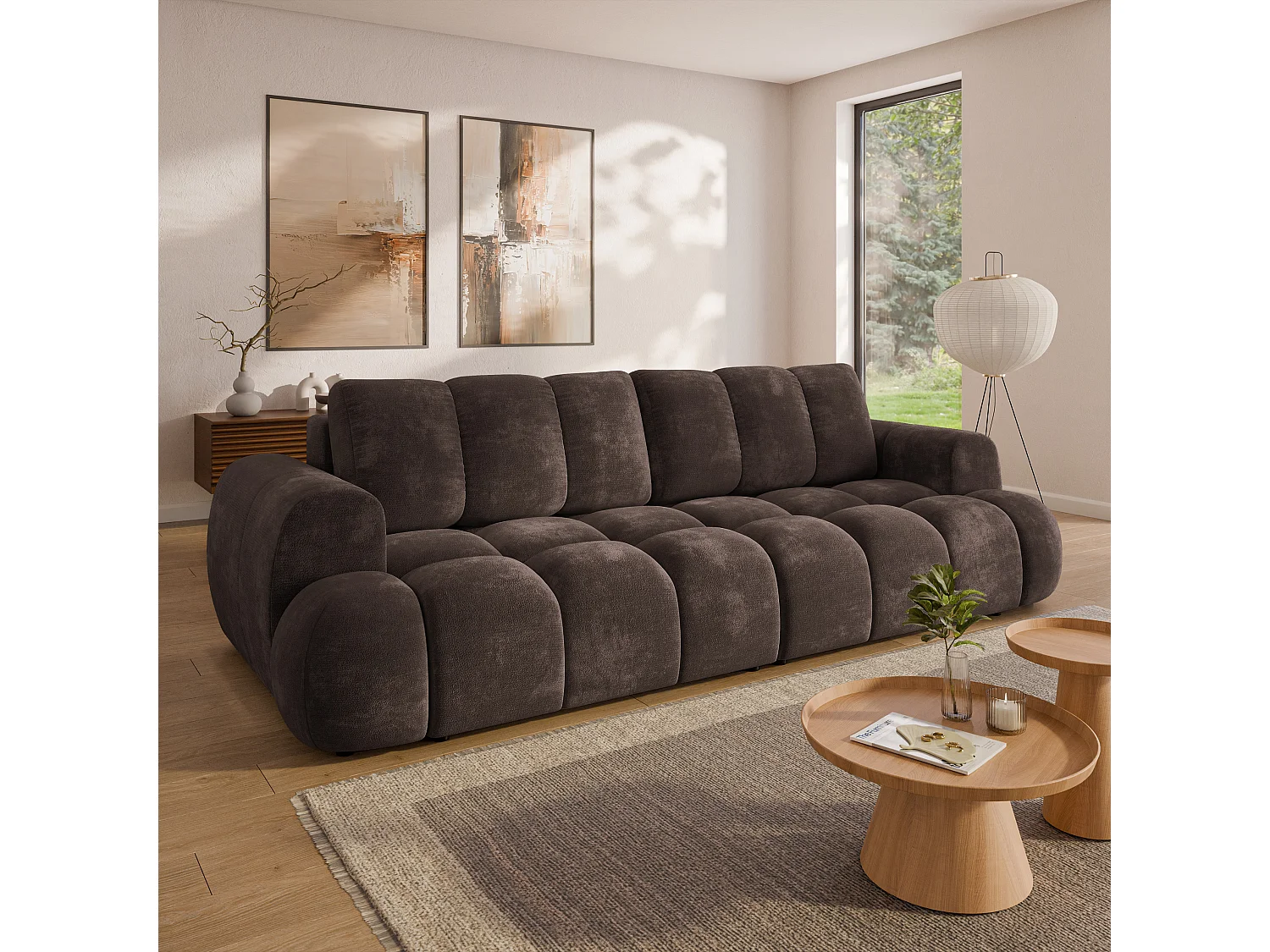 Canapé-lit DAFNE, Tissu chenille, Braun