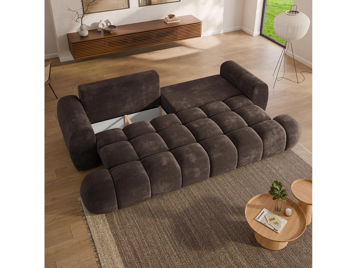 Canapé-lit DAFNE, Tissu chenille, Braun