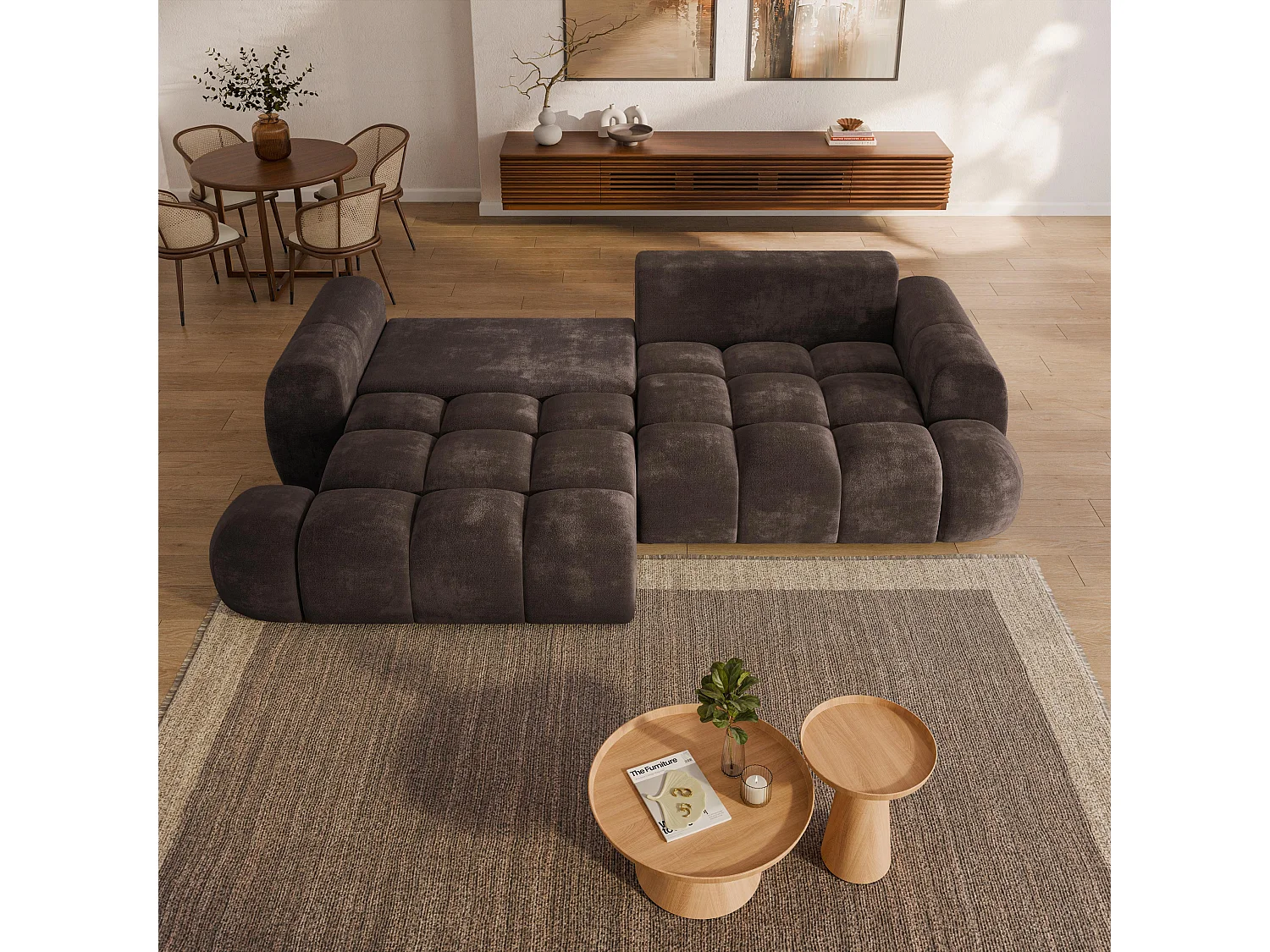 Canapé-lit DAFNE, Tissu chenille, Braun